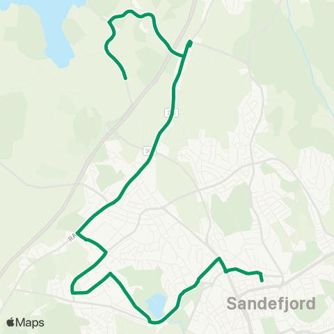VKT - Vestfold Kollektivtrafikk Kodalveien-Hotvetdveien-Sandef map