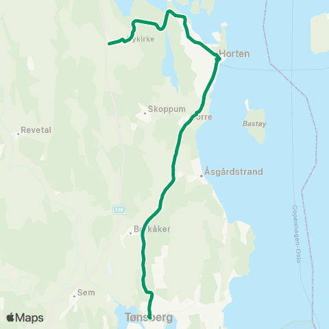 VKT - Vestfold Kollektivtrafikk Horten-Tønsberg direkte map