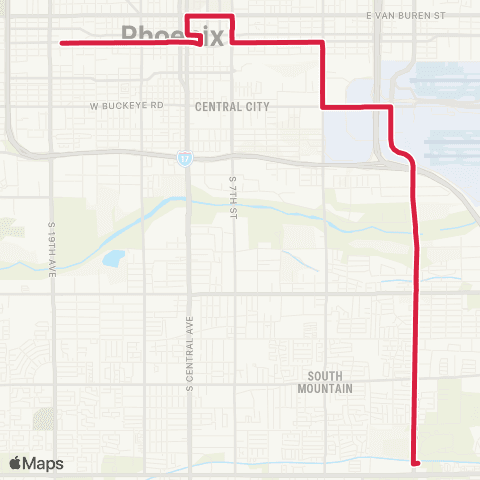 Valley Metro South Mountain East RAPID map