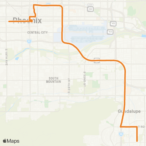 Valley Metro South Tempe Express map
