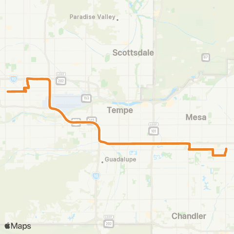 Valley Metro Mesa / Gilbert Express map