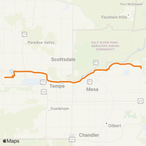 Valley Metro Northeast Mesa Express map