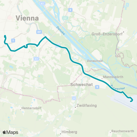 Verkehrsverbund Ost-Region Vienna Airport Bus Flughafen Wien - Westbahnhof map
