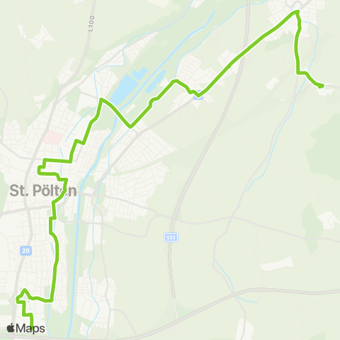 Verkehrsverbund Ost-Region Stadtverkehr St. Pölten VAZ - Citysplash - Hbf. - Traisenpark - Pottenbrunn map