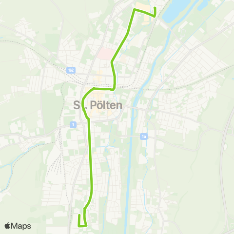 Verkehrsverbund Ost-Region Stadtverkehr St. Pölten Viehofen - Traisenpark - Hbf. - EKZ Süd map