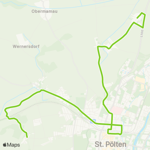 Verkehrsverbund Ost-Region Stadtverkehr St. Pölten Ragelsdorf - Hauptbahnhof - Eisberg map