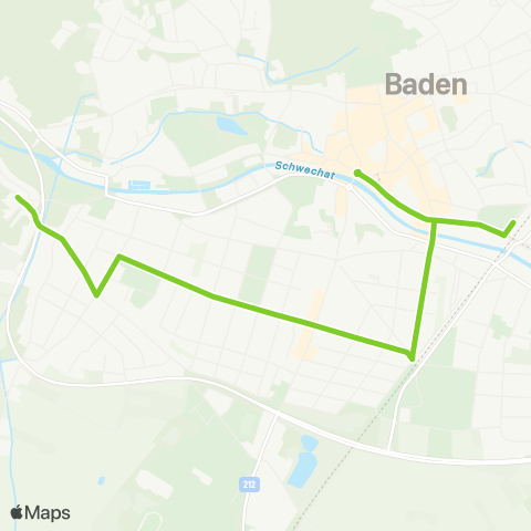 Verkehrsverbund Ost-Region Baden Bahnhof - Baden Weilburgplatz map