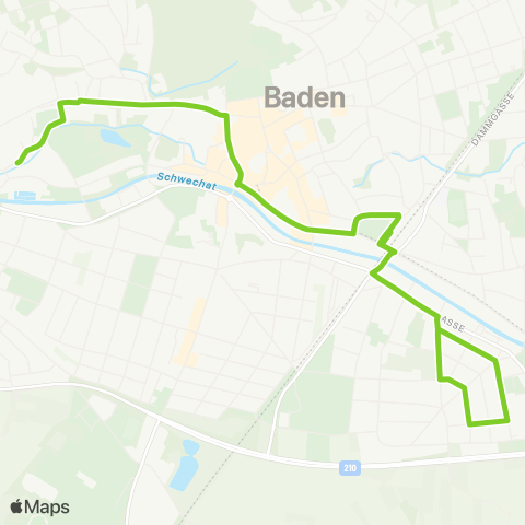 Verkehrsverbund Ost-Region Baden Bahnhof - Baden Schlossgasse map