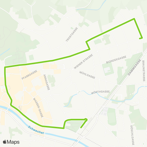Verkehrsverbund Ost-Region Baden Bahnhof - Baden Goethegasse map