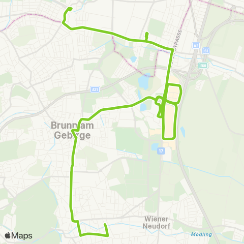 Verkehrsverbund Ost-Region Wien Liesing - Vösendorf SCS - Brunn / Gebirge - Mödling map