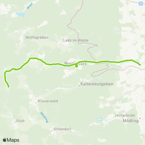 Verkehrsverbund Ost-Region Wien Liesing - Breitenfurt ( - Gruberau / Wolfsgraben - Tullnerbach - Pressbaum) map