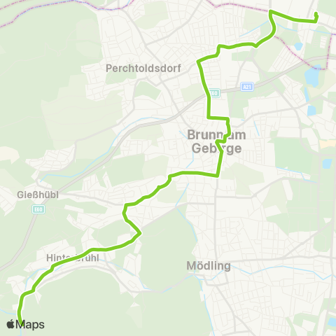 Verkehrsverbund Ost-Region Wien Siebenhirten - Brunn am Gebirge - Hinterbrühl map
