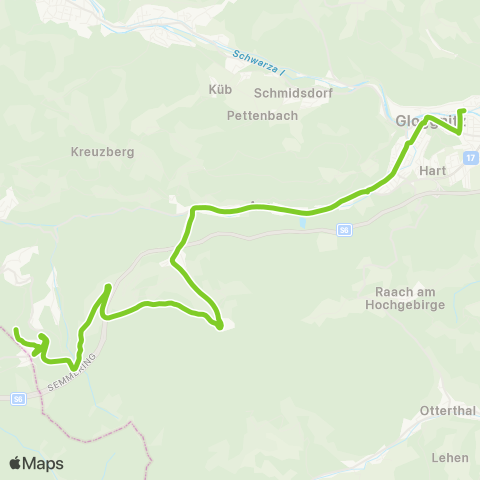 Verkehrsverbund Ost-Region Gloggnitz - Schottwien - Maria Schutz - Semmering map