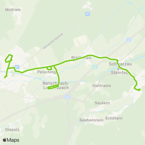 Verkehrsverbund Ost-Region Neunkirchen - Peisching - Breitenau - Pitten map