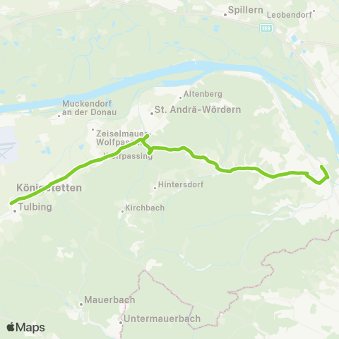 Verkehrsverbund Ost-Region Klosterneuburg - St. Andrä-Wördern - Tulbing map