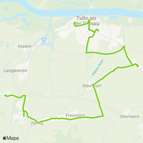 Verkehrsverbund Ost-Region Tulln Schubertpark - Staasdorf - Baumgarten - Tullnerfeld Bhf. map