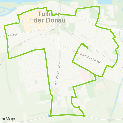 Verkehrsverbund Ost-Region Tulln Frauentorgasse / VS II - BSZ - Schubertpark - Frauentorgasse / VS II Fahrten im Uhrzeigersinn map