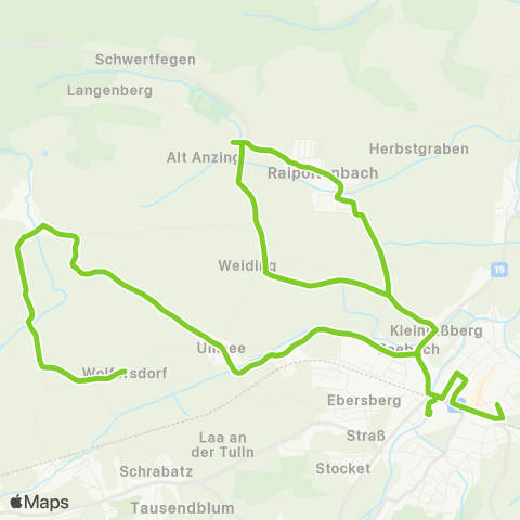 Verkehrsverbund Ost-Region Unterwolfsbach - Umsee - Raipoltenbach - Neulengbach map
