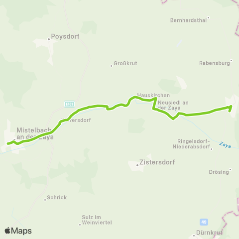 Verkehrsverbund Ost-Region Mistelbach - Neusiedl an der Zaya - Hohenau / March map