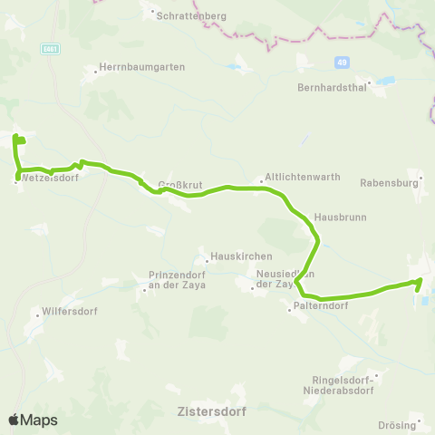 Verkehrsverbund Ost-Region Hohenau an der March - Großkrut - Poysdorf map