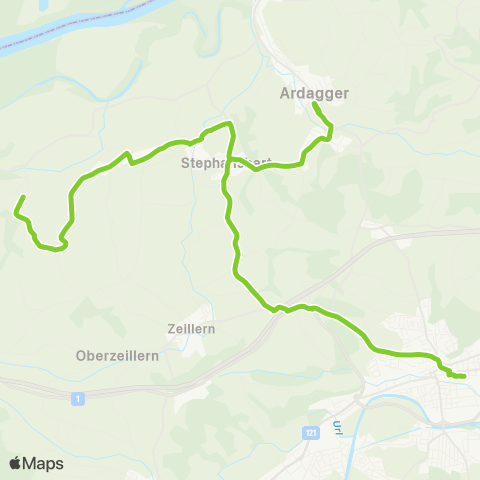 Verkehrsverbund Ost-Region Amstetten - Ardagger Schulen - Stephanshart map