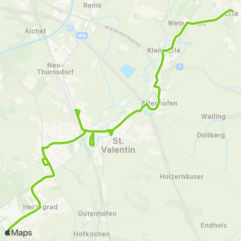 Verkehrsverbund Ost-Region Herzograd - St.Valentin - Erla map