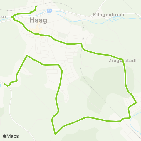 Verkehrsverbund Ost-Region Rufbus Stadt Haag Bahnhof - Tierpark map