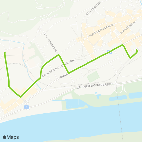 Verkehrsverbund Ost-Region Krems Bahnhof - Krems Donau-Universität map
