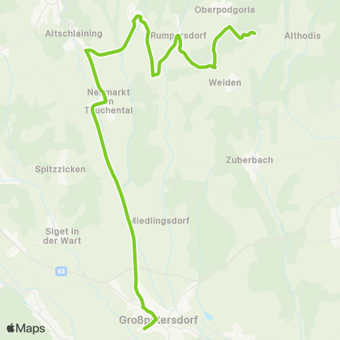 Verkehrsverbund Ost-Region Podler - Miedlingsdorf - Großpetersdorf map