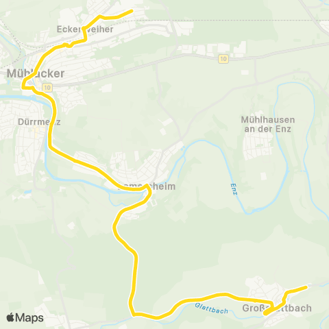 Verkehrsverbund Pforzheim-Enzkreis Großglattbach - Lomersheim - Bahnhof map