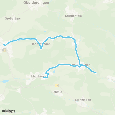 Verkehrsverbund Pforzheim-Enzkreis Knittlingen - Freudenstein - Diefenbach - Zaisersweiher - Maulbronn map