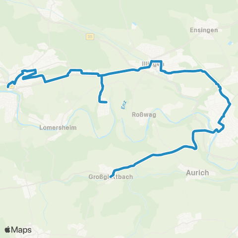 Verkehrsverbund Pforzheim-Enzkreis Großglattbach - Vaihingen (Enz) - Illingen Mühlacker Schützingen map