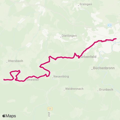 Verkehrsverbund Pforzheim-Enzkreis Ittersbach - Langenalb - Schwann - Birkenfeld - Pforzheim map
