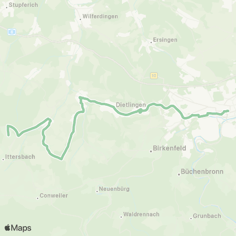 Verkehrsverbund Pforzheim-Enzkreis Ittersbach - Ellmendingen - Dietlingen - Pforzheim map