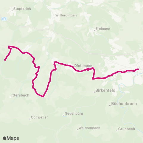 Verkehrsverbund Pforzheim-Enzkreis Langensteinbach - Ellmendingen - Birkenfeld Dammfeld - Pforzheim map