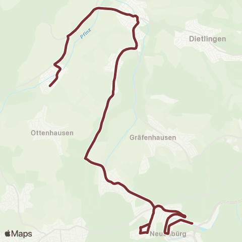 Verkehrsverbund Pforzheim-Enzkreis Neuenbürg - Ellmendingen map