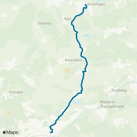 Verkehrsverbund Pforzheim-Enzkreis Knittlingen - Ölbronn - Dürrn - Kieselbronn - Pforzheim map