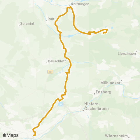 Verkehrsverbund Pforzheim-Enzkreis Maulbronn - Ölbronn - Dürrn - Kieselbronn - Pforzheim map
