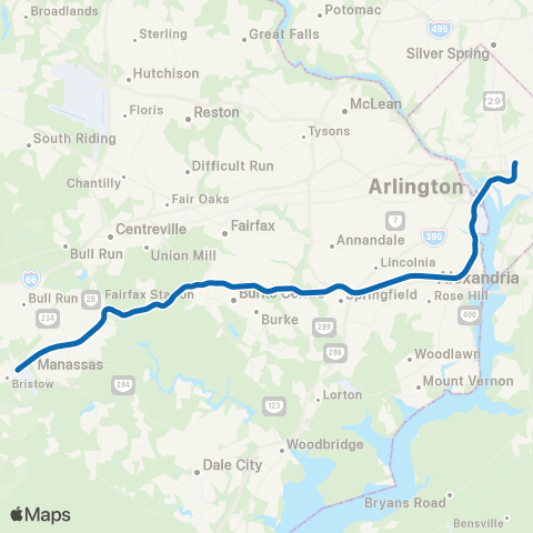 VRE Manassas Line map