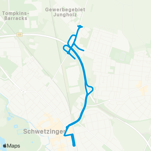 SWEG Schwetzingen - Plankstadt / Gewerbegebiet und zurück map