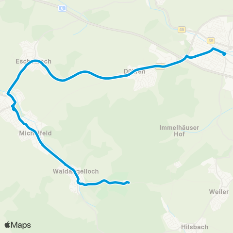 SWEG Sinsheim Hbf - Dühren - Eschelbach - Angelbachtal - Waldangelloch map