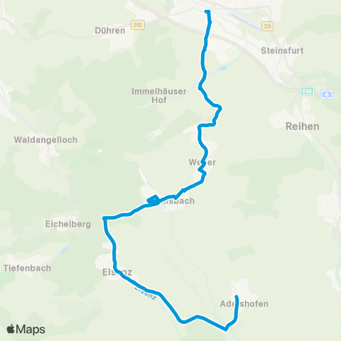 SWEG Sinsheim Hbf - Weiler - Hilsbach - (Elsenz) map