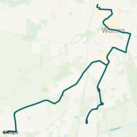 Verkehrsverbund Rhein-Neckar Worms Hbf / ZOB - WEP - Karl-Marx-Siedlung map