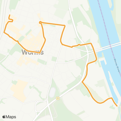 Verkehrsverbund Rhein-Neckar Worms Hbf / ZOB - Rheinufer - Am Salzstein map