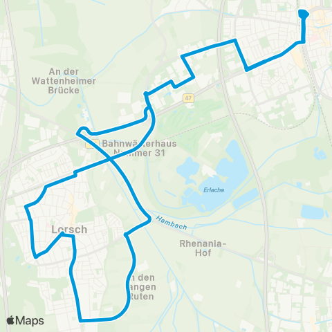 Verkehrsverbund Rhein-Neckar Bensheim - Lorsch - Bensheim map