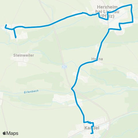 Verkehrsverbund Rhein-Neckar Kandel - Hayna - Herxheim - Rohrbach map