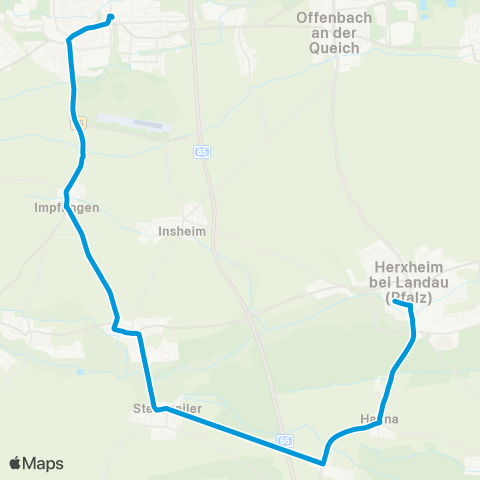 Verkehrsverbund Rhein-Neckar Herxheim - Steinweiler - Rohrbach - Impflingen - Billigheim-Ingenheim - Heuchelheim map
