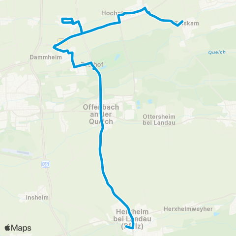 Verkehrsverbund Rhein-Neckar Herxheim - Offenbach - Bellheim / Bornheim - Essingen - Hochstadt - Zeiskam map