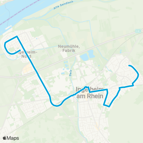 Verkehrsverbund Rhein-Neckar Ring-Linie Viernheim: Bahnhof - Oststadt - Waldschwimmbad - Bahnhof map