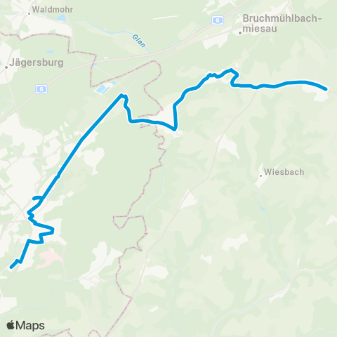 Verkehrsverbund Rhein-Neckar Martinshöhe - Lambsborn - Bechhofen - Bruchhof - Homburg map